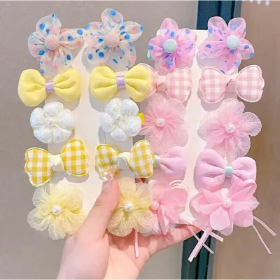 10 Pcs New Girls Flower Bow Cute Hair Clip Set (1 pata)